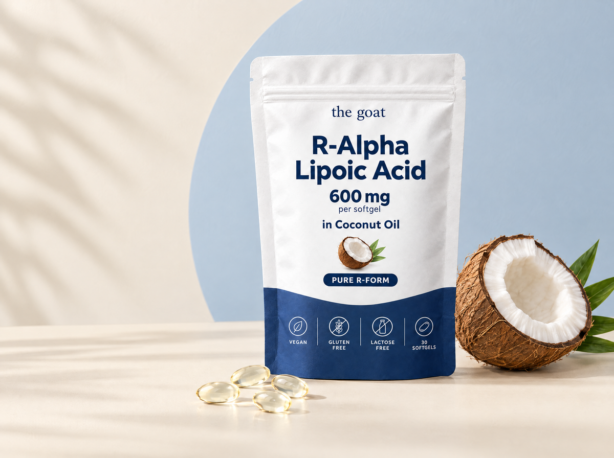 vimelo R-Alpha Lipoic Acid pouch with coconut